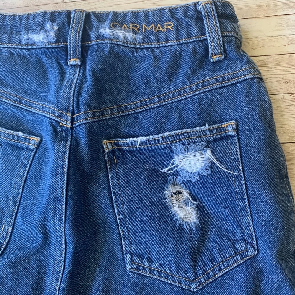 LF Carmar High Rise Distressed Jean Denim Skirt - Picture 6 of 9
